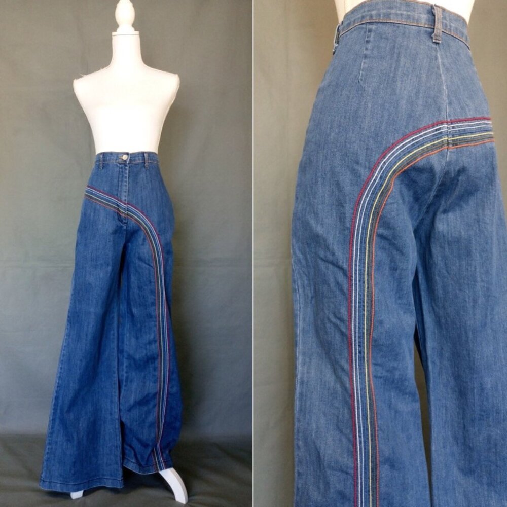 Fervour Vtg Vintage 70s Inspired Rainbow Jeans Sz 29
